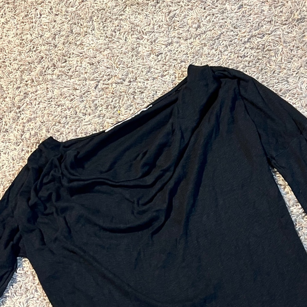 Michael Stars Black Cowl Neck Long Sleeve Top One‎ Size OS Knit Tee